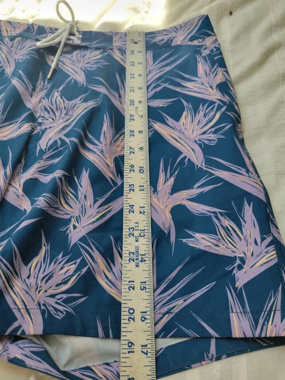 Bonobos 7 Inch Swim Trunks Navy Bird of Paradise Print Men sz 33 Coastal Beach